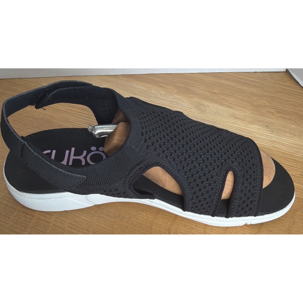 Ryka Black Knit Slingback Sandals with White Sole - Picture 3 of 7